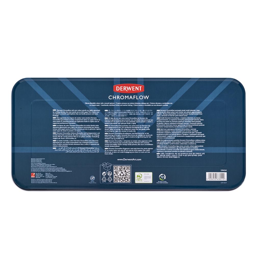 Derwent Chromaflow Pencils, Set of 150 in Tin, 3.5mm Round Core, Premium Core Strength, Blendable with Smooth Texture, Ideal for Drawing, Coloring & Layering, Professional Quality (2306263) - Image 3