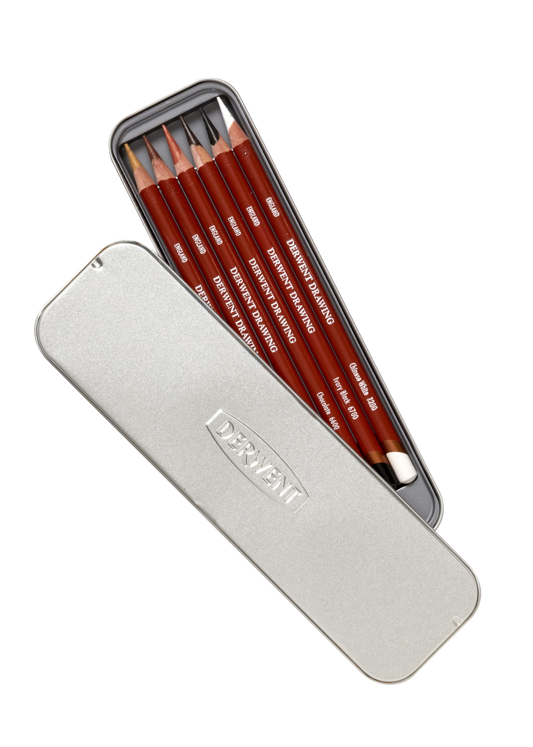 Derwent Drawing Pencils and Accessories, Soft, Metal Tin, 6 Count (0701089) - Image 3