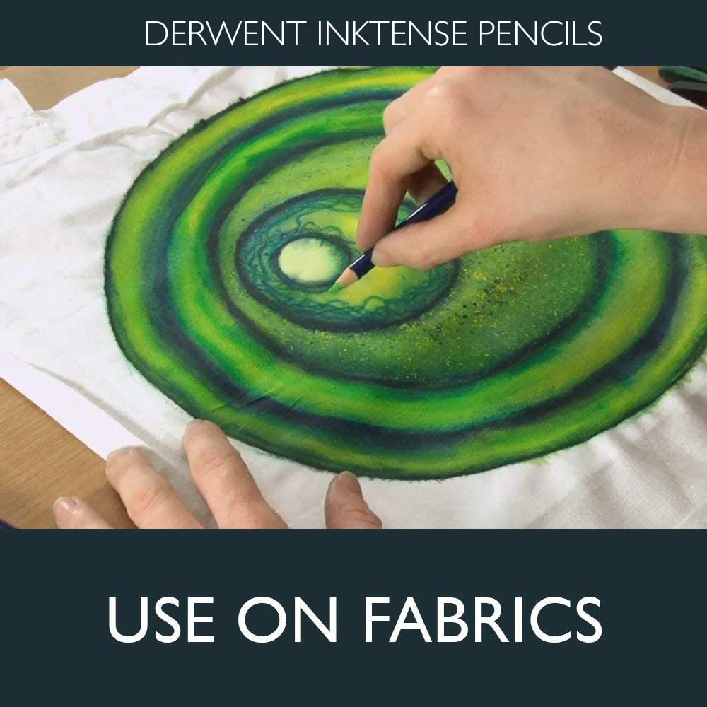 Derwent Inktense Pencils 12 Tin, Premium 4mm Round Core, Firm Texture Water-Soluble, Ideal for Watercolor Drawing, Coloring and Painting on Paper and Fabric with Derwent Graphic Drawing Pencils 12 Tin - Image 4