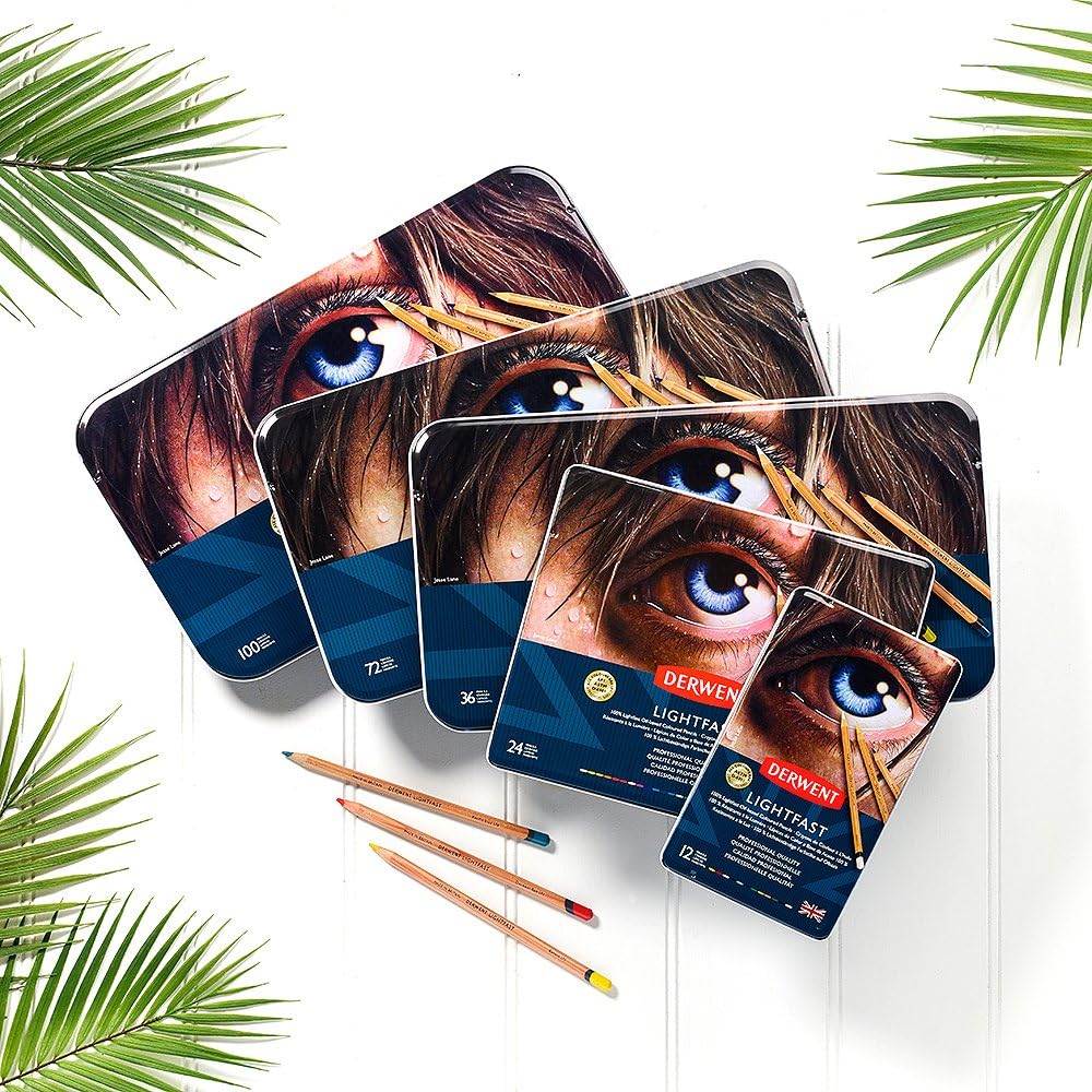 Derwent Lightfast Colored Pencils 12 Tin, Set of 12, 4mm Wide Core, 100% Lightfast, Oil-based, Premium Core, Creamy, Ideal for Drawing, Coloring, Professional Quality (2302719) - Image 11