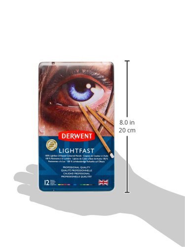 Derwent Lightfast Colored Pencils 12 Tin, Set of 12, 4mm Wide Core, 100% Lightfast, Oil-based, Premium Core, Creamy, Ideal for Drawing, Coloring, Professional Quality (2302719) - Image 3