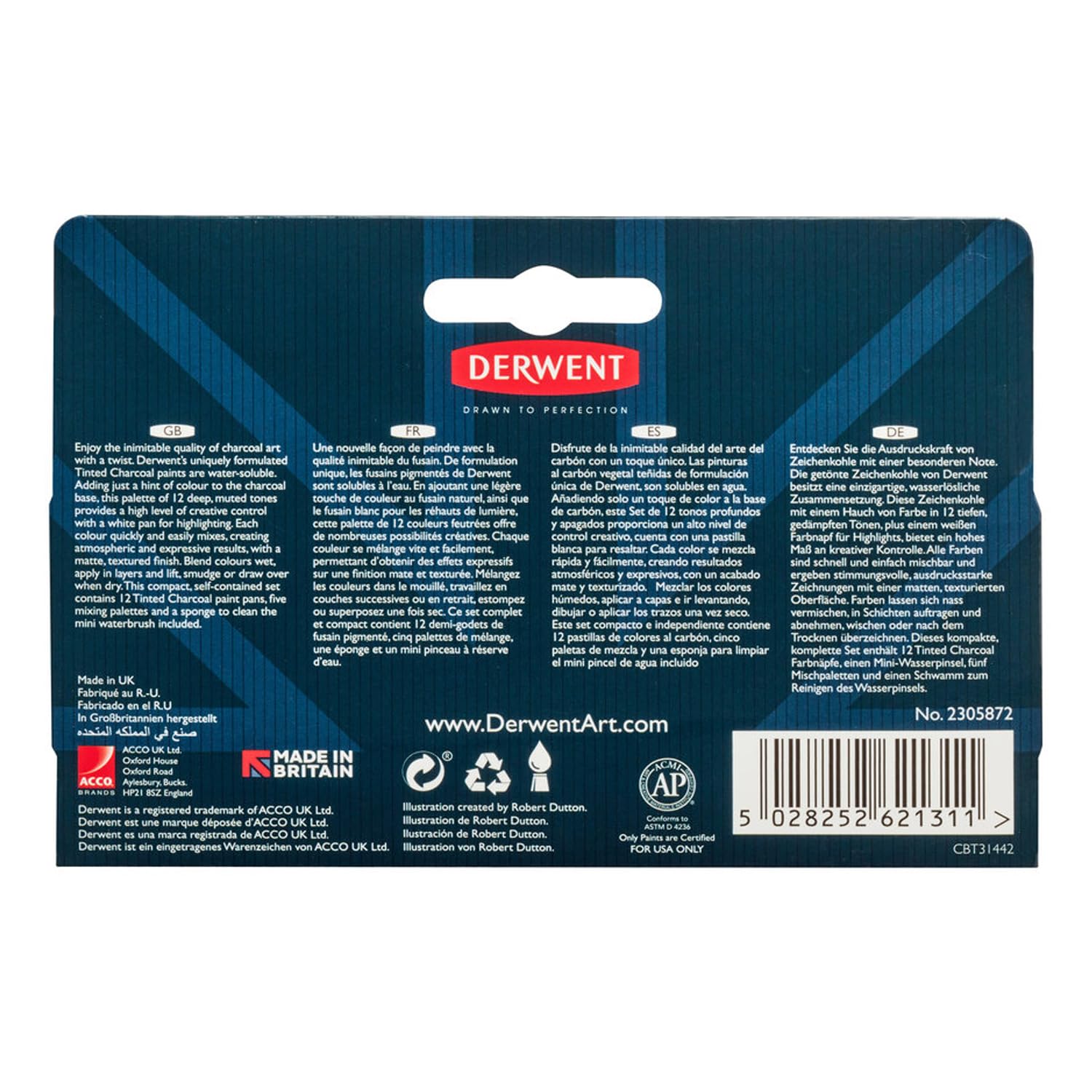 Derwent Tinted Charcoal Paint Pan Set, 12 Paints, Professional Quality, Water Soluble, Blendable, Portable, Includes Palettes, Mini Waterbrush & Cleaning Sponge (2305872) - Image 3