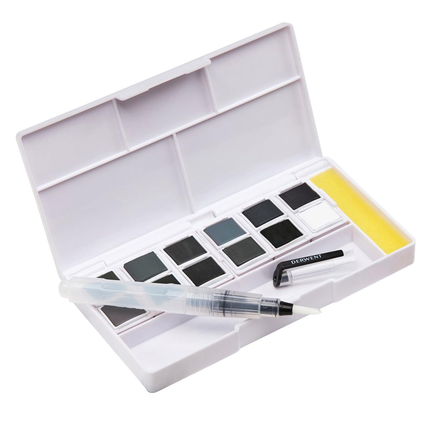 Derwent Tinted Charcoal Paint Pan Set, 12 Paints, Professional Quality, Water Soluble, Blendable, Portable, Includes Palettes, Mini Waterbrush & Cleaning Sponge (2305872) - Image 5